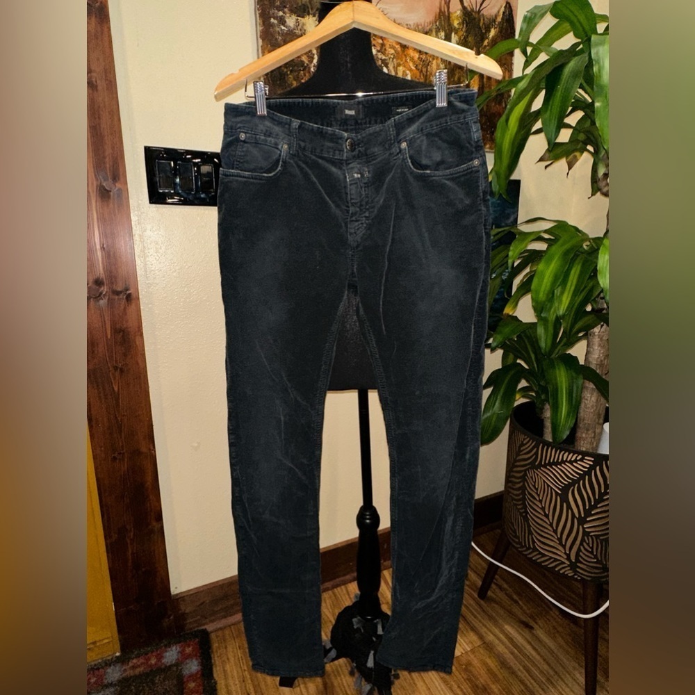 EUC  CLOSET ( made in Italy ) charcoal, gray, velvet pants Sz 32 USA 2